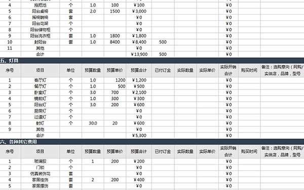 裝修報(bào)價表